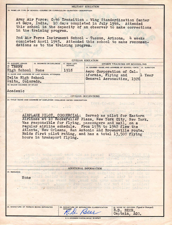 Separation Qualification Record, September 1, 1946, Page 2